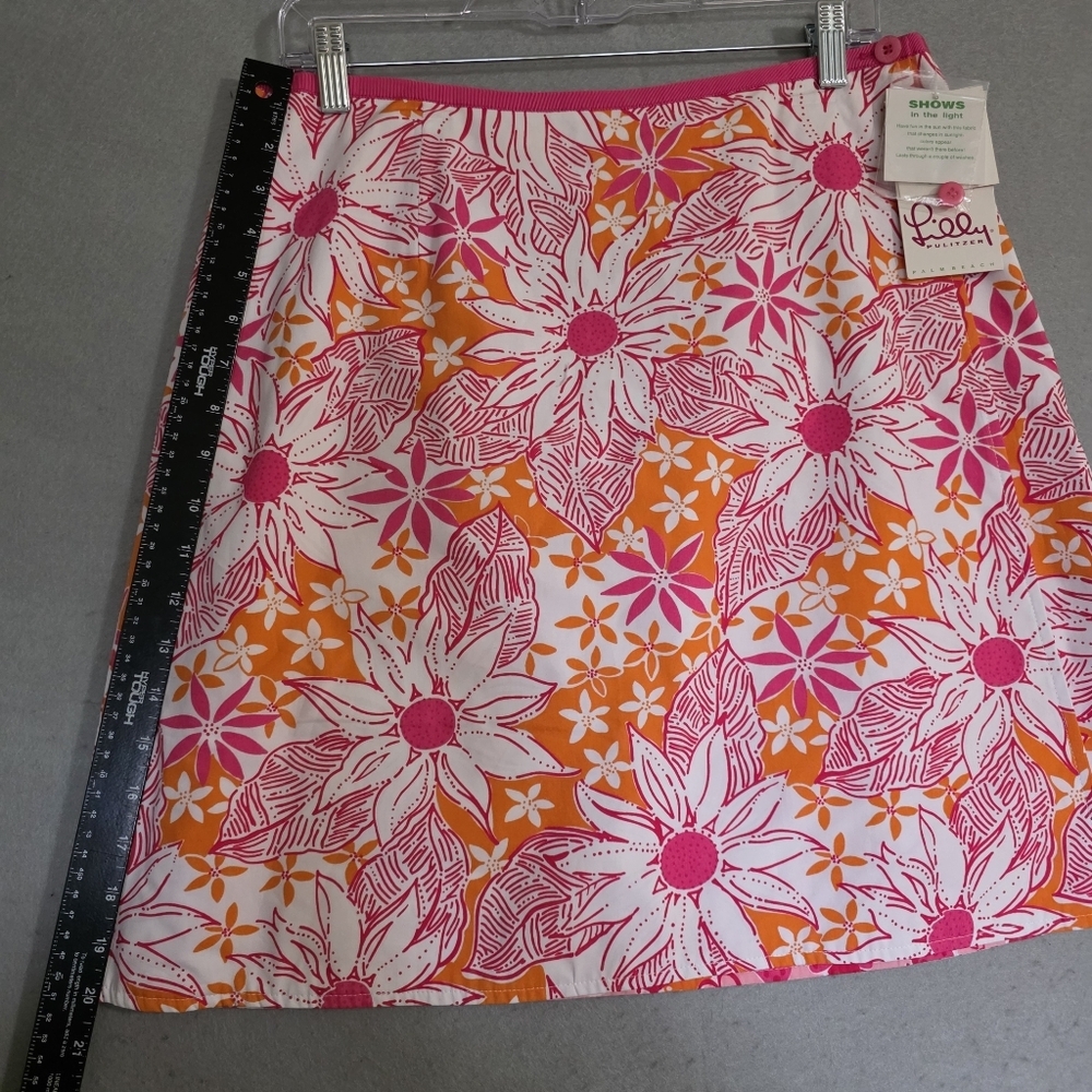 NWT Vtg Lilly Pulitzer Bermuda Pink Floral Reversible Wrap Skirt Size 12 READ* - Picture 6 of 10